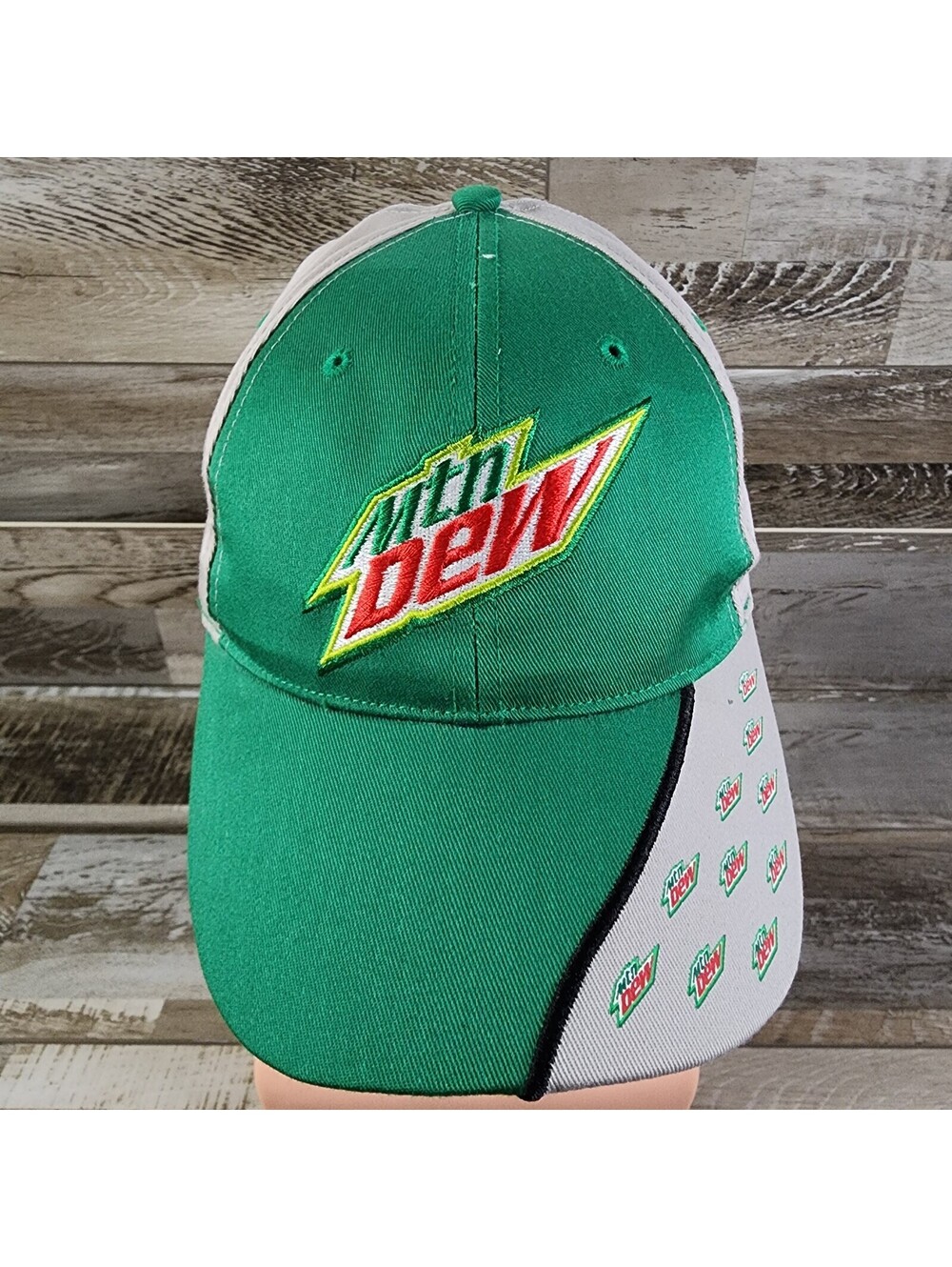 Mtn Mountain Dew Logo Hat Cap Strap Back Green & Gray One Size Fits All - VGC